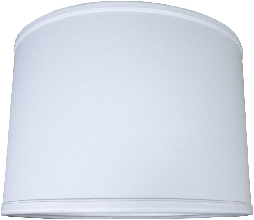 14x14x10 Drum Lampshade Premium White Linen with Brass Spider fitter - Perfect for table and Desk lamps - Medium, White