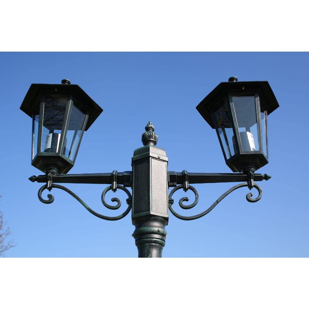 vidaXL Tuinlantaarn Preston 2-arms 215 cm donkergroen