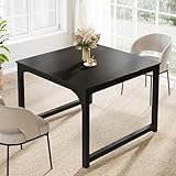Tribesigns 41.3' Black Dining Table, Industrial Kitchen Table for 4 Person, Square Dinner Table for Dining Room Kitchen Living Room, with Heavy Duty Metal Legs, Black