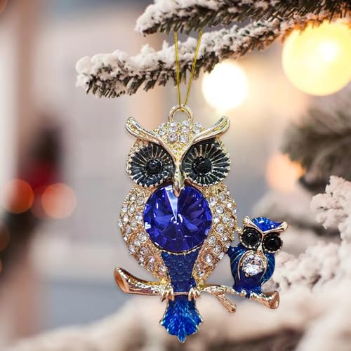Owl Ornament, Owls Ornaments for Christmas Trees, Beautiful Handmade Metallic Ornament with Rhinestone, Christmas Ornaments for Kids, Girls - Owl Gifts for Women — view 6