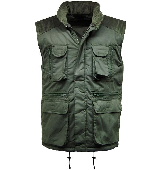 FAIRY BOUTIQUE Adults Padded Designer Full Zip Multi Pockets Gilet Mens Showerproof Body Warmer Work Cord Jacket