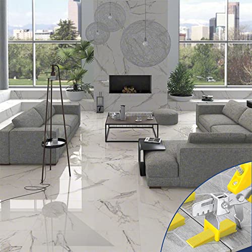 Baumfeuer Tile Leveling System With Plier And Rubber Mallet, 1000-Piece Spacers Clips 200-Piece Reusable Wedges, Leveler Tool Set For Stone Installation (1/16 Inch Spacers) #TOP6