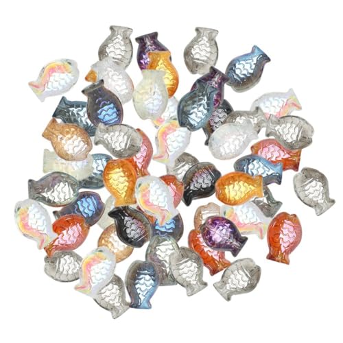 Pderlous 60 colgantes de cristal con forma de pez de 10 x 14 mm, cuentas facetadas de cristal, manualidades, material de joyería, accesorios de proveedor