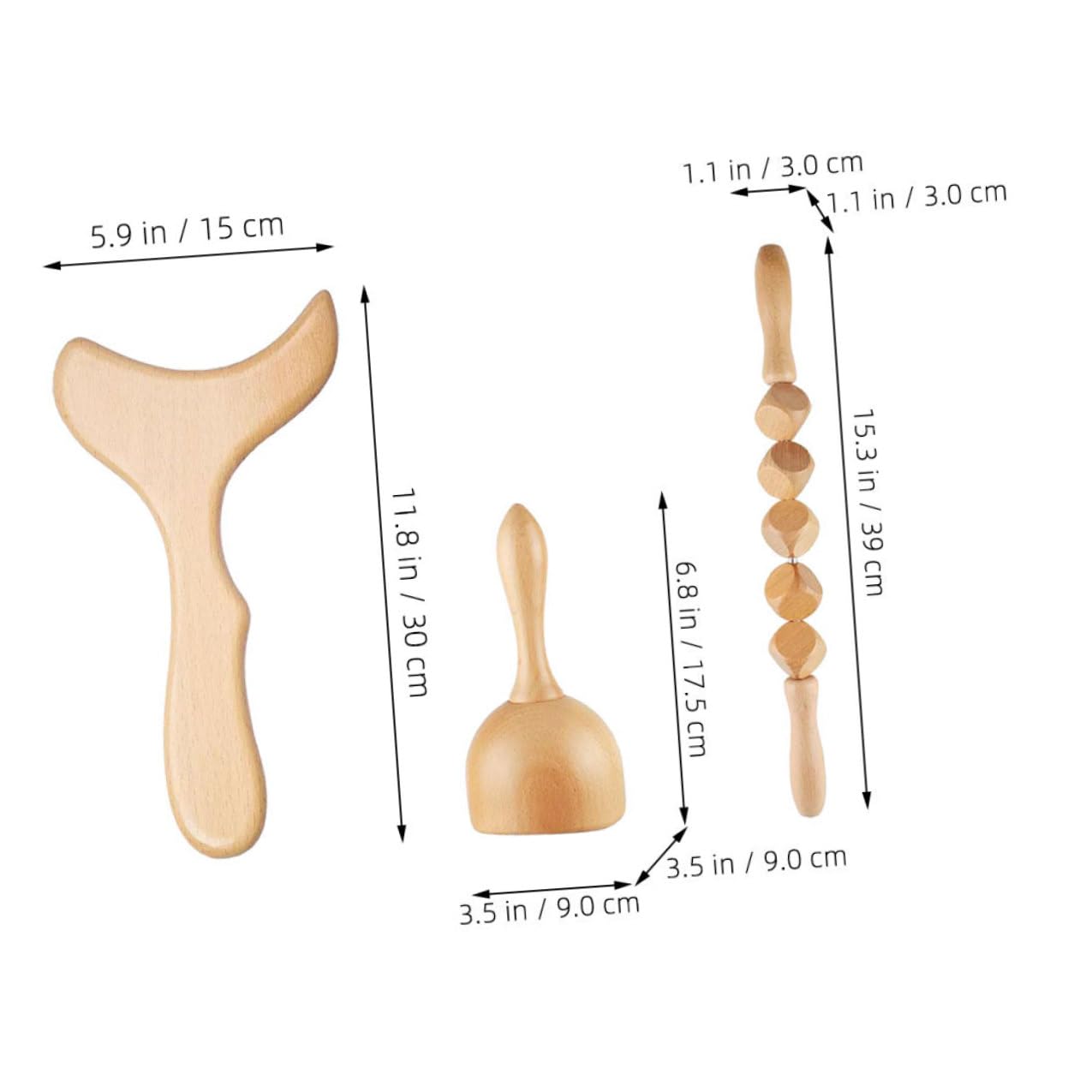 Abaodam Massaggiatore Per Corpo in Legno 11.8" Bastone Manuale Per Massaggio Muscolare e Anticellulite Uso Domestico Per Relax e Sollievo Da Tensione