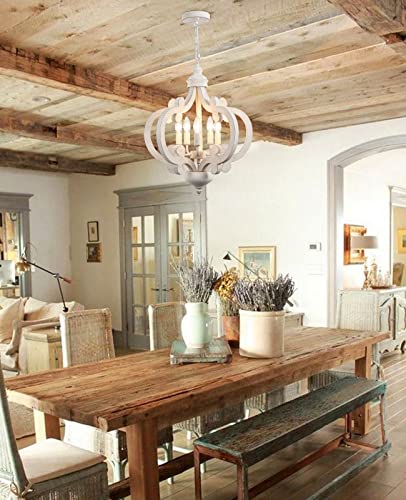 Etonimerr LS-ZJD00012-5 Wooden French Country Chandelier Light Fixture Ceiling 5-Light thumb #1