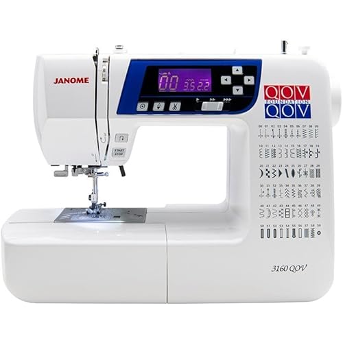 Janome 3160QOV Quilts of Valor Full-Size Quilting Sewing Machine with 60 Built-In Stitches, 6 One-Step Buttonholes, and Backlit LCD Screen (White)