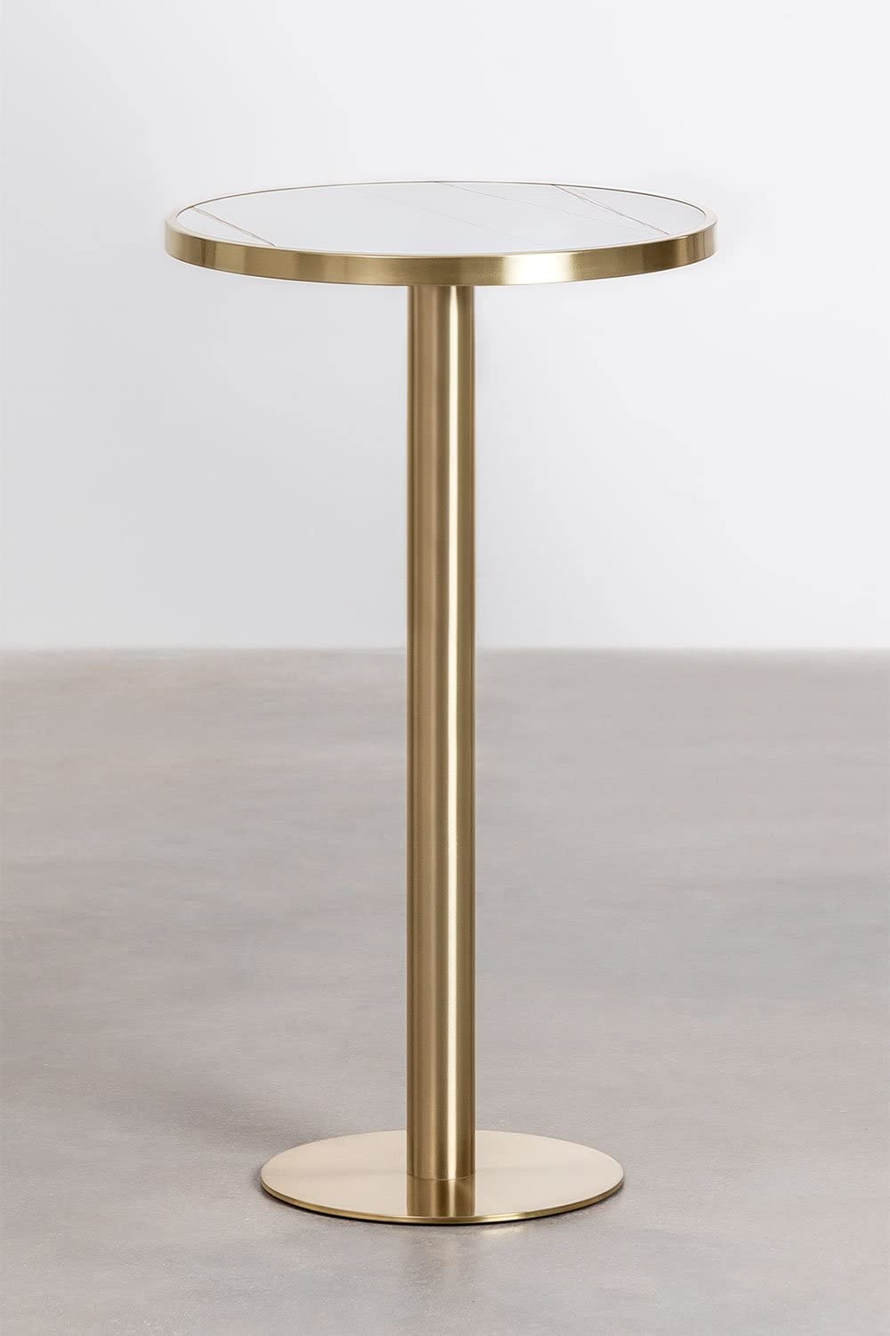 SKLUM Runder Stehtisch aus Steinzeug (Ø60 cm) Manhattan Weiss Gold Champagne