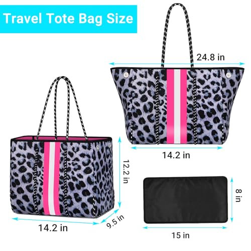 Image of IBFUN Neoprene Tote Bag Large Beach Bag for Women Pool Gym Tote Bag Travel Tote Bag