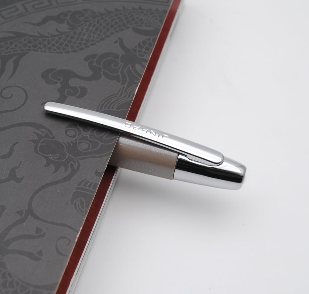 JINHAO 10 Press Fountain Pen Retractable Metal Pen with Ink Converter (Fine Nib, Gradient Grey), 12mm - Image 3