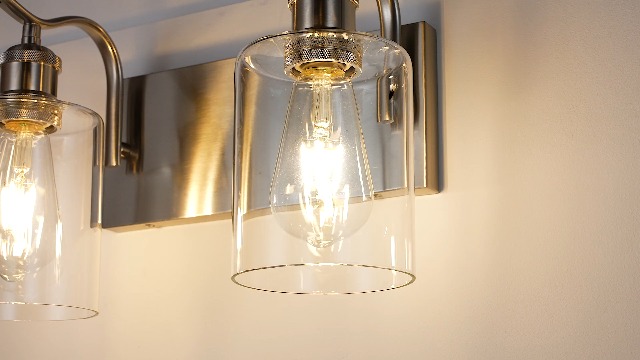 Image of 2-Light Bathroom Vanity Light, Brushed Nickel Wall Sconce, Modern Bathroom Light with Clear Glass, VL01BN-2