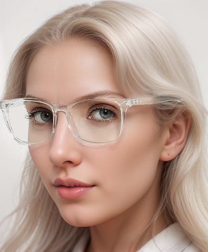 Image of Blue Light Blocking Glasses Gaming Filter Transparent Square Eyeglasses for Eye Protection Men Women, Computer /Tablet /Laptop /Mobile /TV, Anti-blue & Anti eyestrain (Clear White)