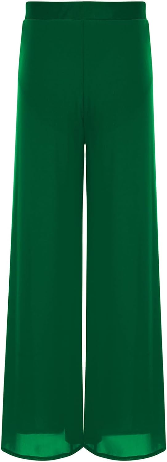 Kids Girls Wide Leg Dance Pants Lyrical Dance Costume with Briefs Latin Jazz Performance Dancing Trousers