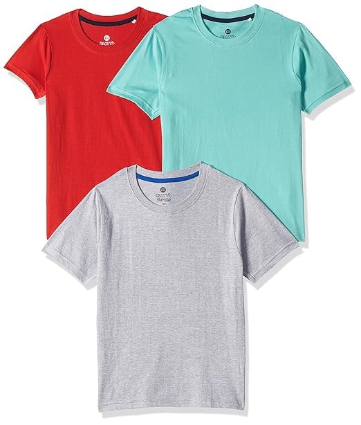 Image of Boys Plain T-Shirt Cotton Rich | Round Neck Half Sleeve Kids Tee | Ultra Soft Bio-Washed Fabric | Comfortable Stylish