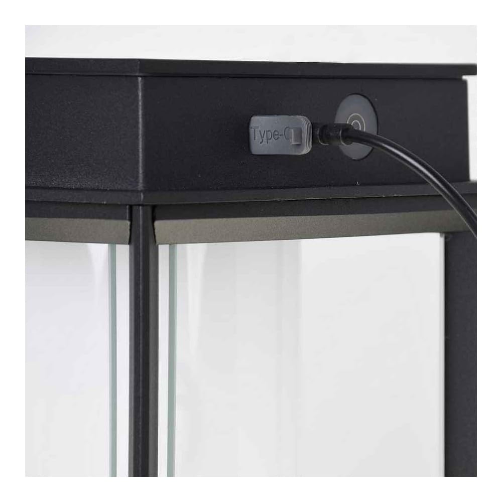 Sobremesa KAYLA con cargador y cable USB IP54 1x2W LED 200lm L.16xAn.16xAl.47cm Negro, c/panel solar
