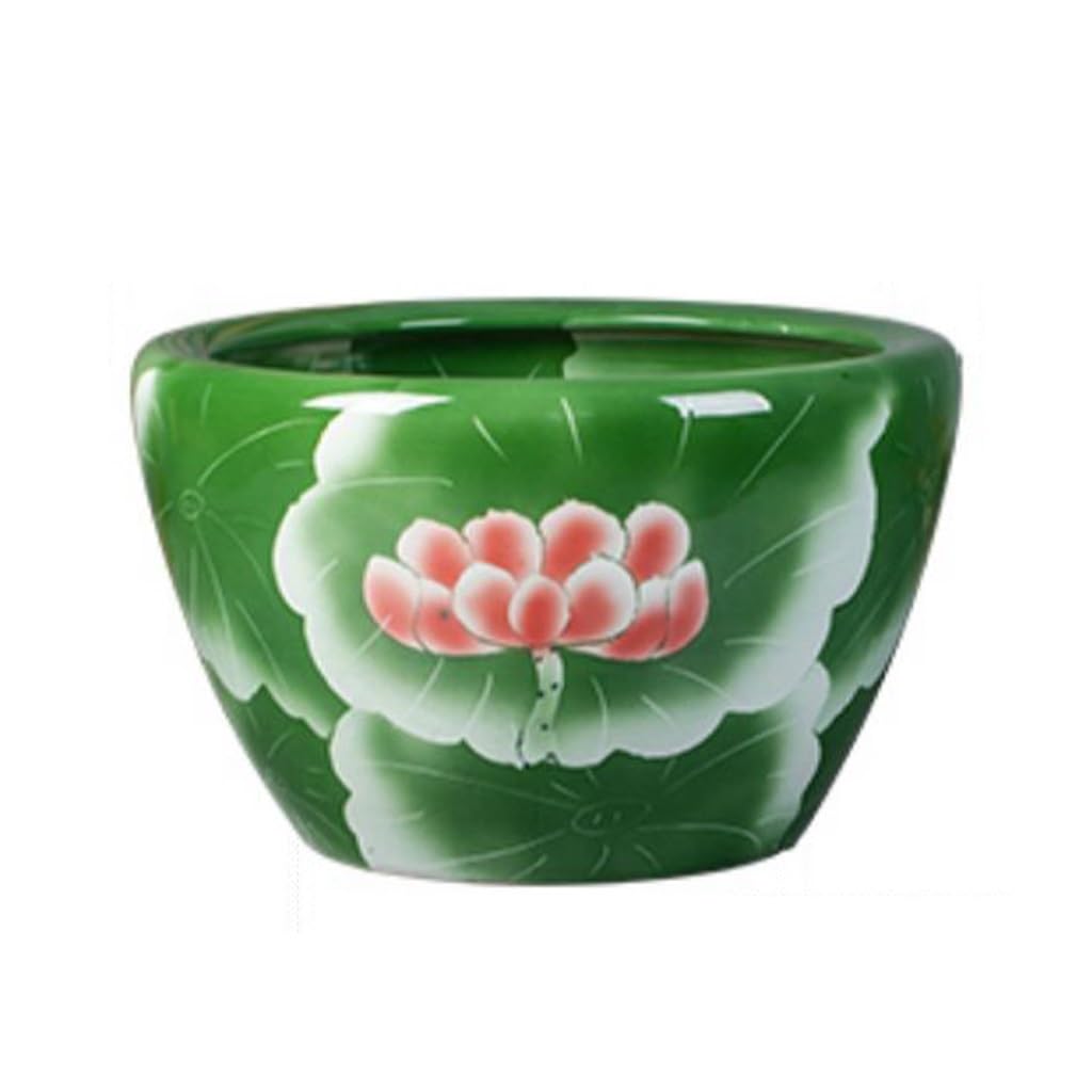 Small Fish Tank Ceramic Fish Tank Water Tank Fish Farming Balcony Green Water Lily Lotus Tank Outdoor Courtyard Large Tank Fish Tank Fish Tank Kit(52cm)