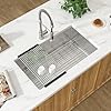 30 Inch Undermount Kitchen Sink - Single Bowl Under Sink 16 Gauge Stainless Steel 30"x19"x9 Deep and Large Under Counter Accessories Included Grid Drying Rack Drains Noise Reduction