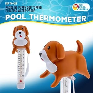 U.S. Pool Supply Floating Paddling Puppy Dog Thermometer - Easy to Read Temperature Display, Measures up to 120° Fahrenheit & 50° Celsius, Swimming Pools Spas, Kids Pools, Fun Doggie Pet Animal Tether U.S. Pool Supply Floating Paddling Puppy Dog Thermometer – Easy to Read Temperature Display, Measures up to 120° Fahrenheit & 50° Celsius, Swimming Pools Spas, Kids Pools, Fun Doggie Pet Animal Tether