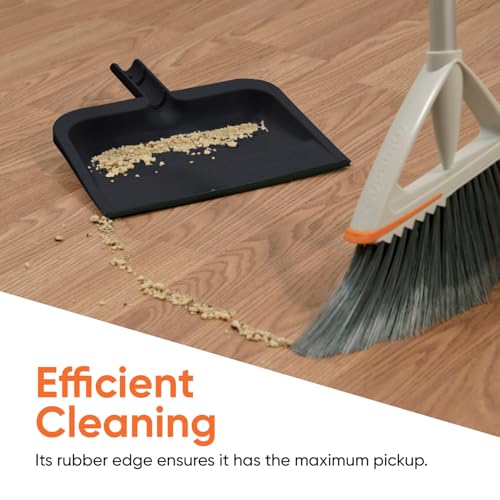 Image of Superio Clip-On Dustpan with Rubber Lip - 10-inch Wide Durable Plastic Dust Pan with Comfort Grip Handle, Black, 3-Pack