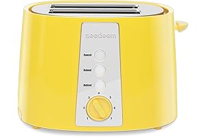 SEEEDEM 2 Slice Toaster, Extra Wide Slot Toaster, 7 Shade Settings, Lemon Yellow