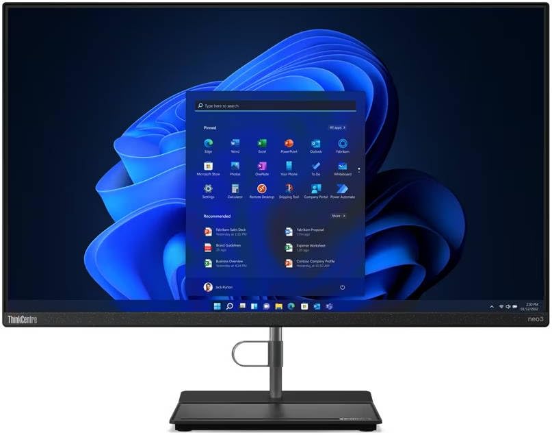 LenovoThinkCentre Neo 30a 27 AIO Desktop PC, 27" FHD IPS, Intel Core i5-12450H, 8GB RAM, 256GB SSD, Intel UHD Graphics Windows 11