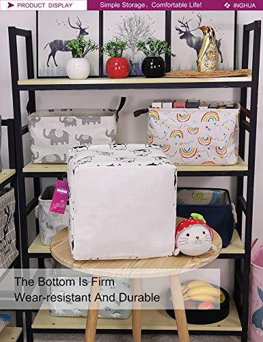Inghua Square Storage Basket Fabric Organizer Bin For Toys,Books,Clothes,Gifts,Pets-Perfect For Home,Office,Nursery,Dorm,Shelf(Square Cute Cows) #TOP4