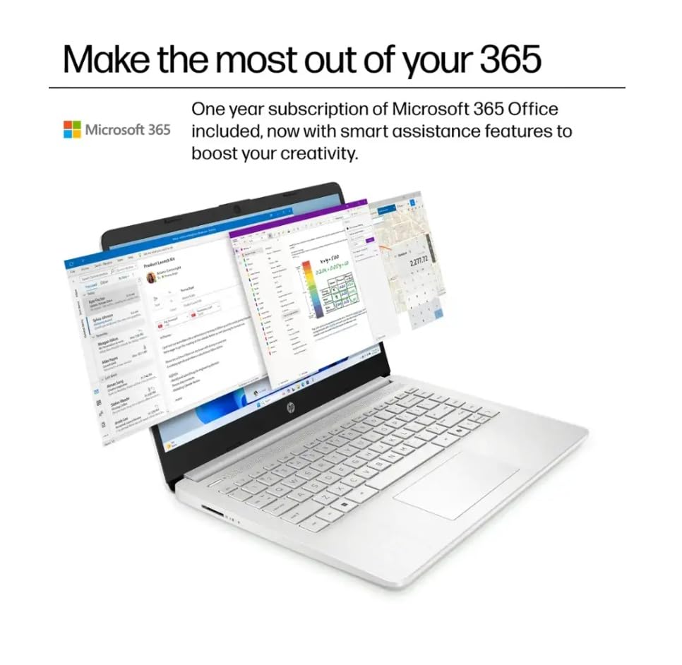 Image of HP Student Laptop, Intel Processor N150(up to 3.6 GHz),8G RAM, 256GB Storange (128GB UFS+128GB MSD) 14 Inch LED Screen,1 Year Office 365, Windows 11 Home,Silver,w /BTP Accessories