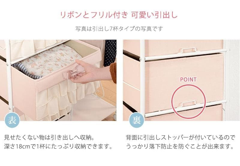 Amazon.co.jp: ハンガーラック 引き出し付き 幅 75cm ピンク 引き出し