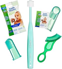 Brilliant Infant Oral Care Set by Baby Buddy, 5 PC, Includes Tooth Tissues, Finger Toothbrush, Wipe-N-Brush, B