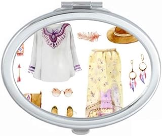 Bohe a wind Fashion Hand painted Mirror Portable Fold Hand Makeup Double Side Glasses