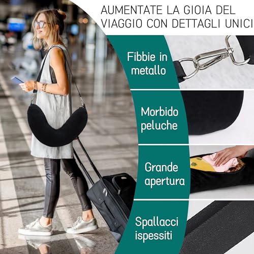 Esshogo Reise-Nackenkissen zum Befüllen, tragbares Nackenkissen, füllbares Nackenkissen, gepolstertes Nackenkissen, nachfüllbares Reisekissen, Flugzeug-Reisekissen, Nackenkissen