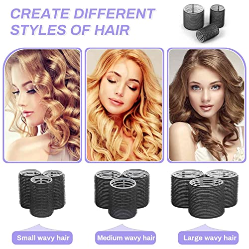 Self Grip Hair Rollers and Curlers Set - 24 Pieces with 3 Sizes (4 Jumbo, 4 Large, 4 Medium) and 12 Clips for Long, Short, Thick, Fine Hair Styling - Thumbnail 2