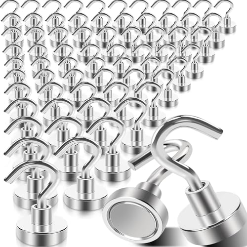 Image of MIN CI 68Pack Super Strong Magnetic Hooks, 25lbs Heavy Duty Magnetic Hook for Hanging, Rare Earth Neodymium Magnet Hooks, for Cruise Ship Camping Grill Kitchen Fridge Garage Wall