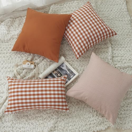 Housses de coussin décoratives orange en lin pour canapé