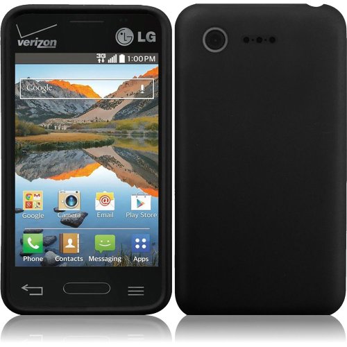 HR Wireless Rubberized Cover for LG Optimus Zone 2 L34C Fuel - Retail Packaging - Black