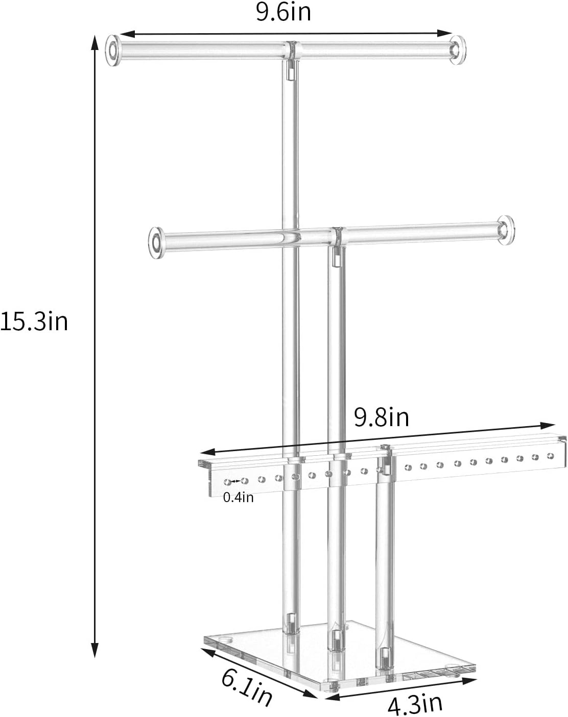 HIIMIEI Jewelry Stand Organizer 3 Tier Acrylic tabletop Jewelry Tower Display for Necklaces Bracelets Earrings : Clothing, Shoes & Jewelry