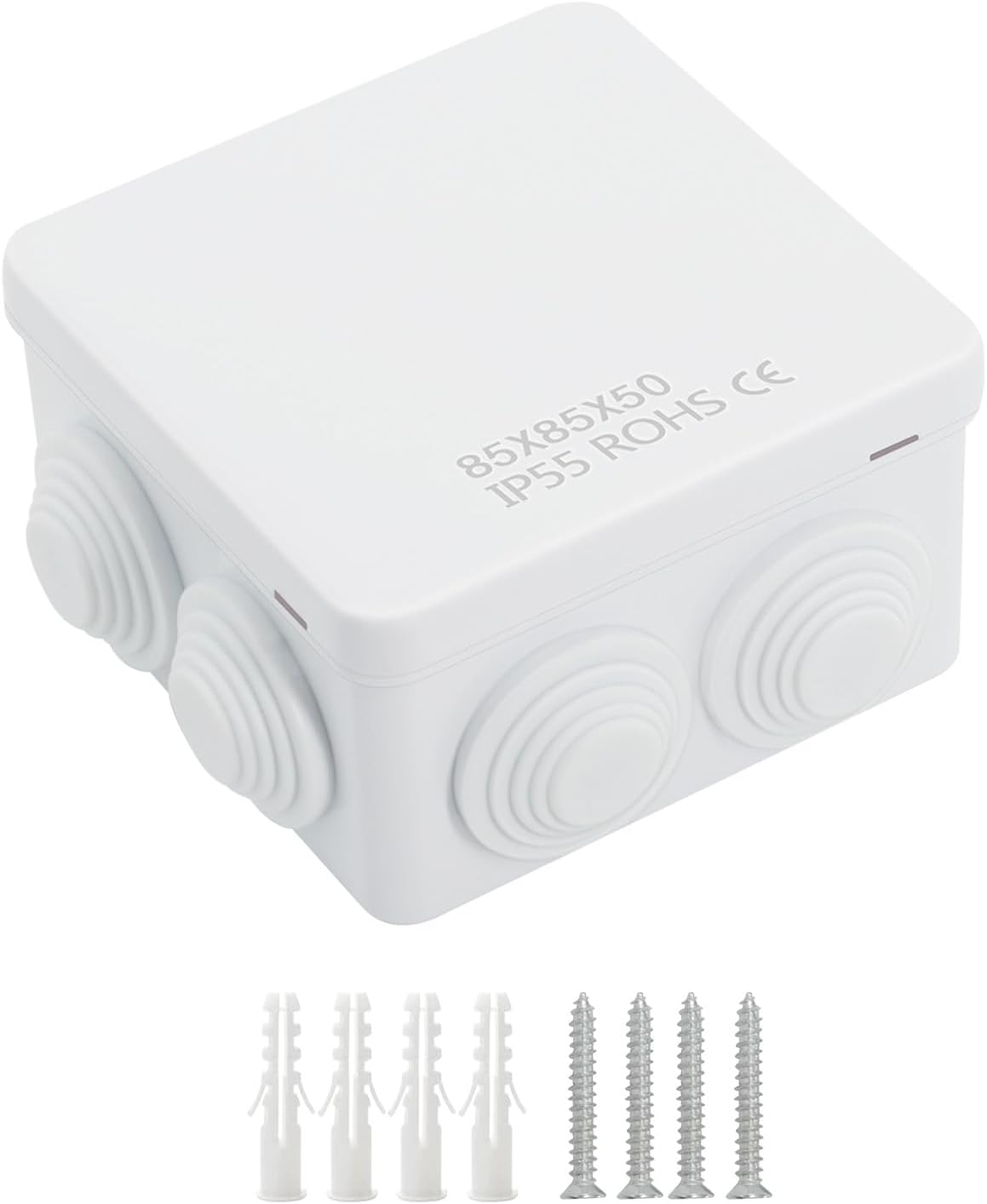 LeMotech ABS Plastic Dustproof Water Resistant IP55 Junction Box Universal Electrical Project Enclosure White 3.4 x 3.4 x 2 inch (85 x 85 x 50 mm)