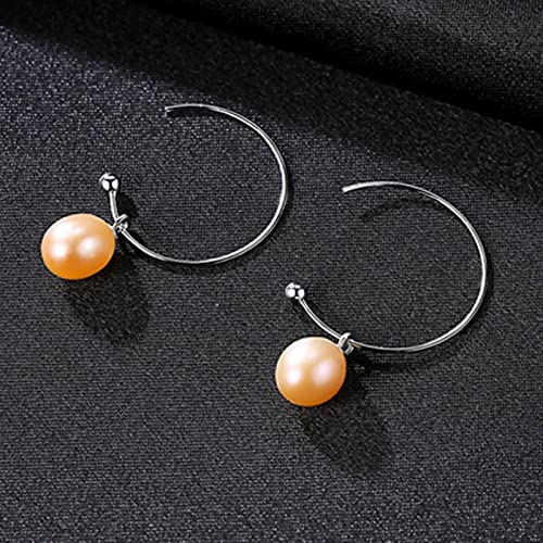 Boucles d'oreilles argent 925 grand cercle perle d'eau douce naturelle femme