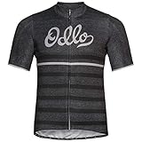 Aufregende Grafikstory Odlo Herren Trikot Stand-up Collar s/s Full Zip Element Print, odlo Graphite Grey Melange - Retro, M, 411612