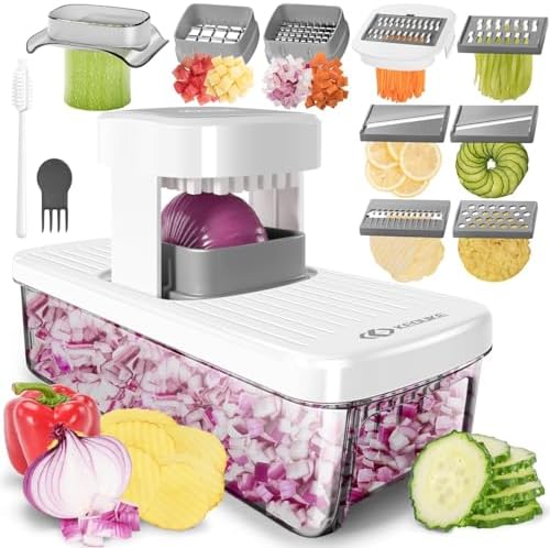 KEOUKE 8-in-1 Vertical Vegetable Chopper Mandoline Slicer with Co...