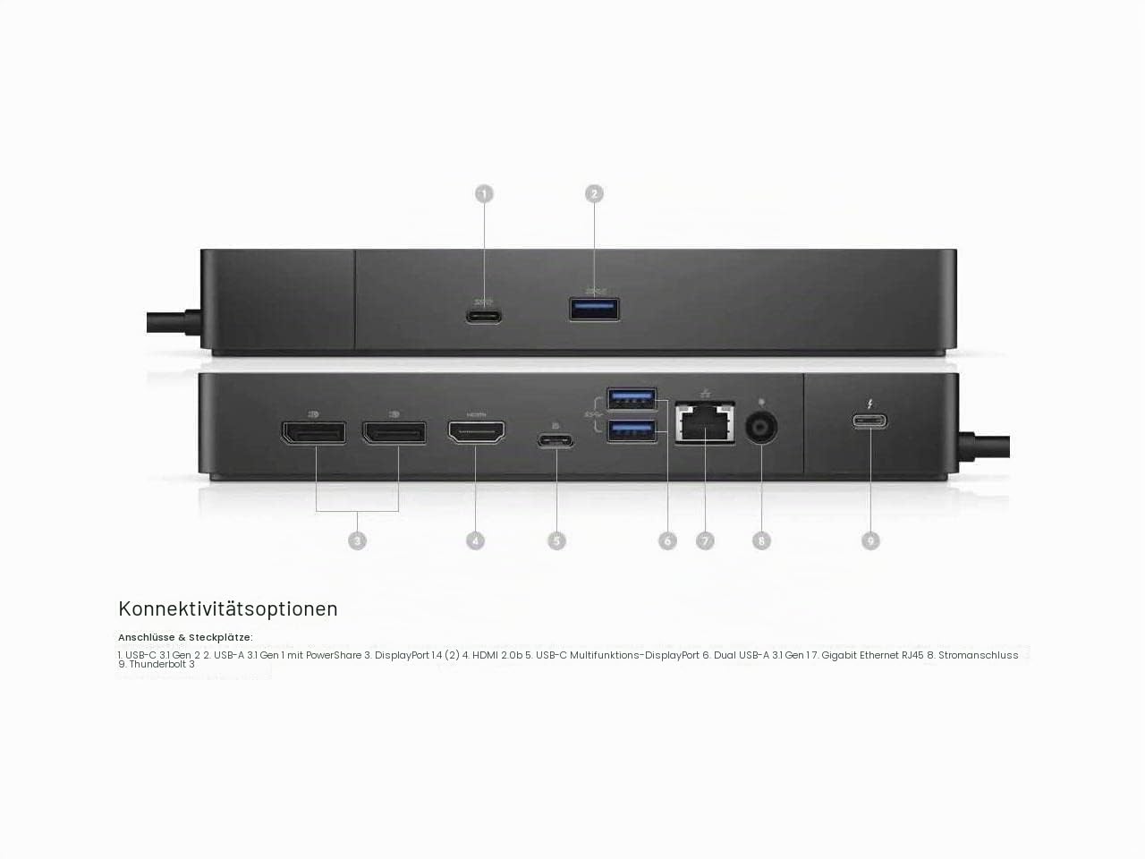 Dell Thunderbolt Dock - WD19TB, 130W Power Delivery, 130 W, Wired