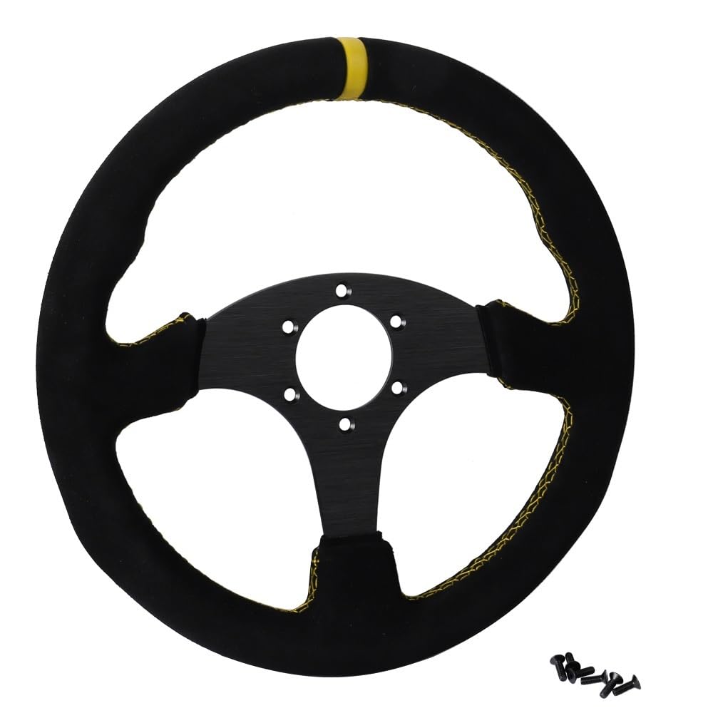 Volante da Corsa universale,Volante da Corsa Volante piatto da 330 mm in pelle scamosciata con telaio in alluminio da 13 pollici da corsa(B)