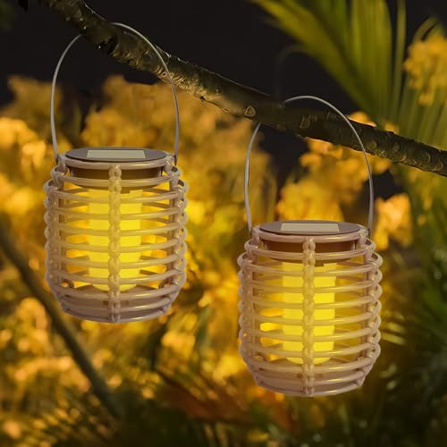 2 Pièces Petite Lanterne Solaire Exterieur, Petite Lampe Solaire D'extérieur, Suspension Lumière Extérieure, IP65, Résistantes aux Intempéries Lampe,...