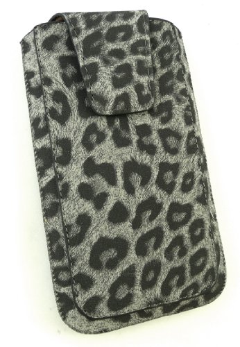 Emartbuy® Classic Faux Suede Leopard Grigio Slide