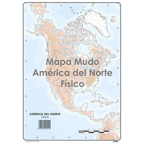 Mapa Mudo SELVI Color Din-A4 América Del Norte Físico, Caja x50