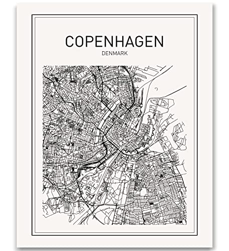 Copenhagen Map City Maps Denmark Map Print Map Print Map Art Print Copenhagen Print Black White Map Wall Art Map Art Modern City Art Scandinavian Art Minimalist Map Art 8x10
