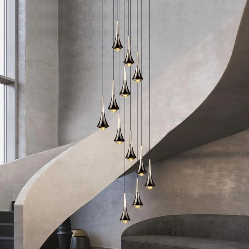 Suspension lumineuse salon moderne pour grand escalier intérieur design
