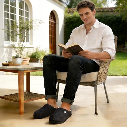 Image of RockDove Men's Sherpa Lined Memory Foam Clog Slipper