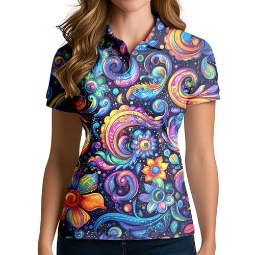 Womens Golf Shirt Short Sleeve Neon Shirts for Women Neon Clothes Golf Outfits