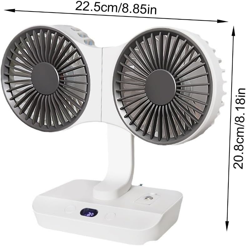 Desktop Air Circulator Double Head Oscillating Fan Multifunctional Adjustable Cooling Fan for Car, Table Enduring