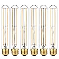 LiteHistory Dimmable E26 Light Bulb 6W Equal 60 watt led Light Bulb AC120V Warm White 2700K Edison 60 Watt 600LM T10 Bulb for Rustic Pendant,Industrial Pipe,Wall sconces,Vanity 6Pack